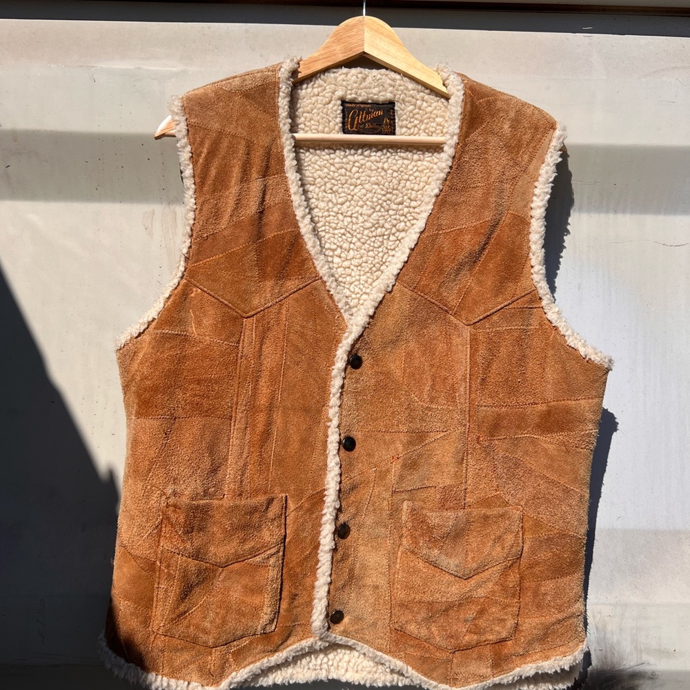 Vintage suede patchwork vest